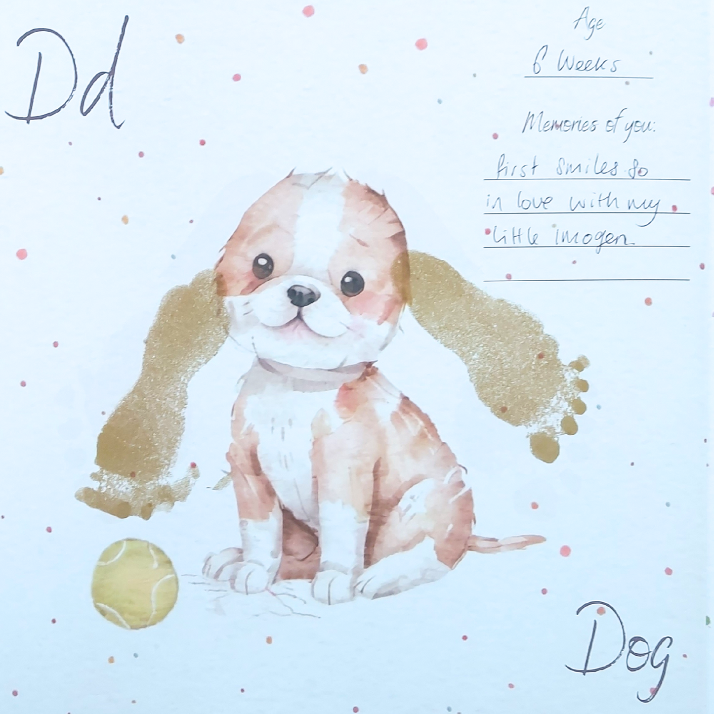 Little Paws Big Memories ABC Animals baby handprint and footprint keepsake memory book kit. Newborn baby gift idea, baby shower gift idea. Christening present. Dog footprint ears