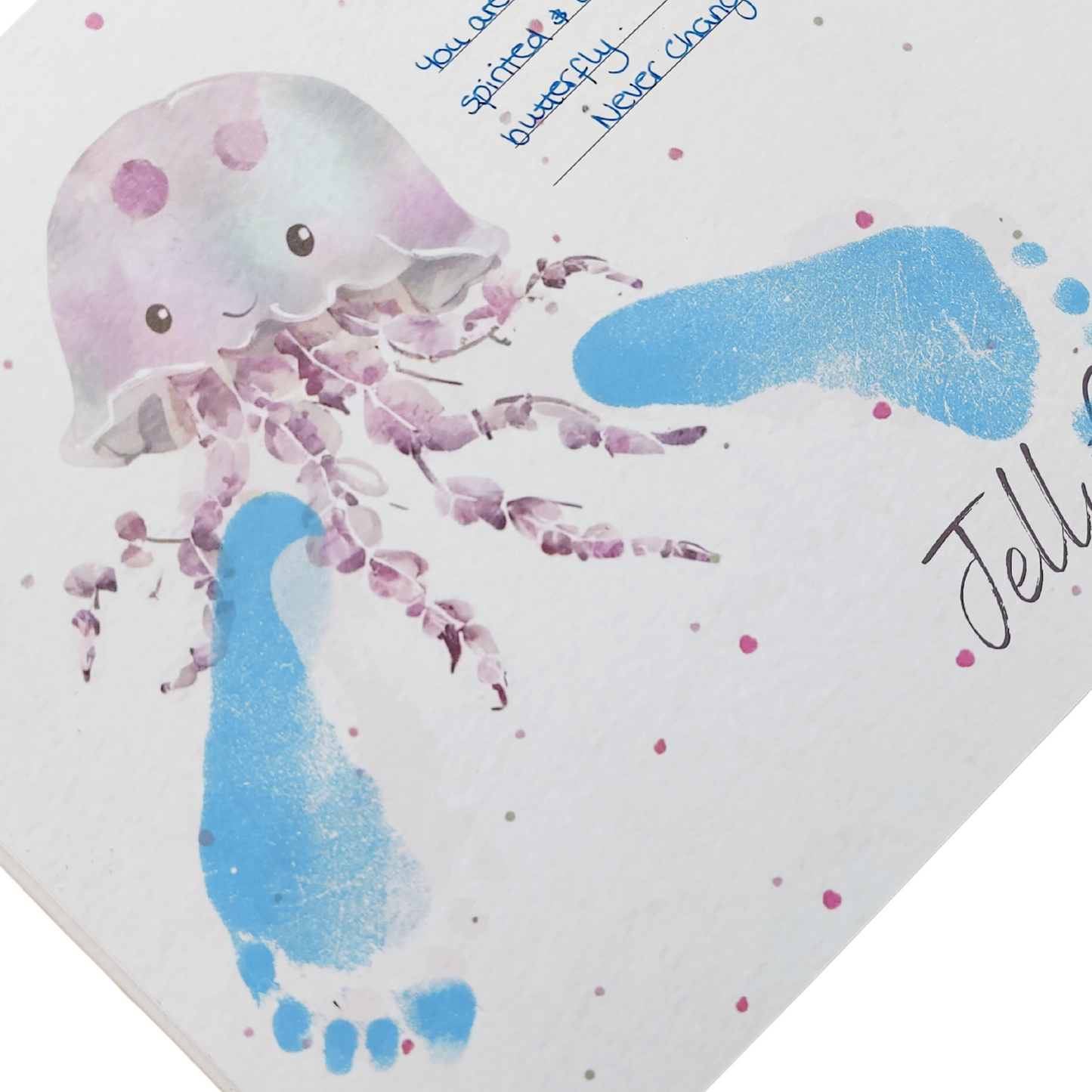 Little Paws Big Memories ABC Animals baby handprint and footprint keepsake memory book kit. Newborn baby gift idea, baby shower gift idea. Christening present. Jellyfish footprint legs page