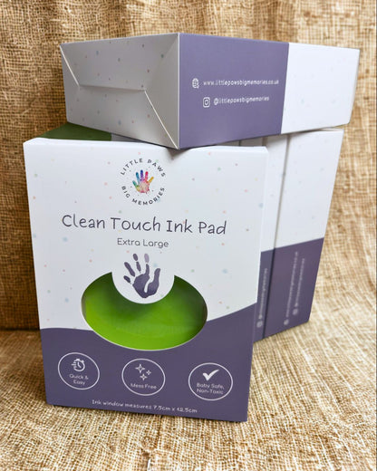 Clean touch ink pad cardboard packaging boxes. extra large size, quick and easy, mess free, baby safe and non-toxic.
