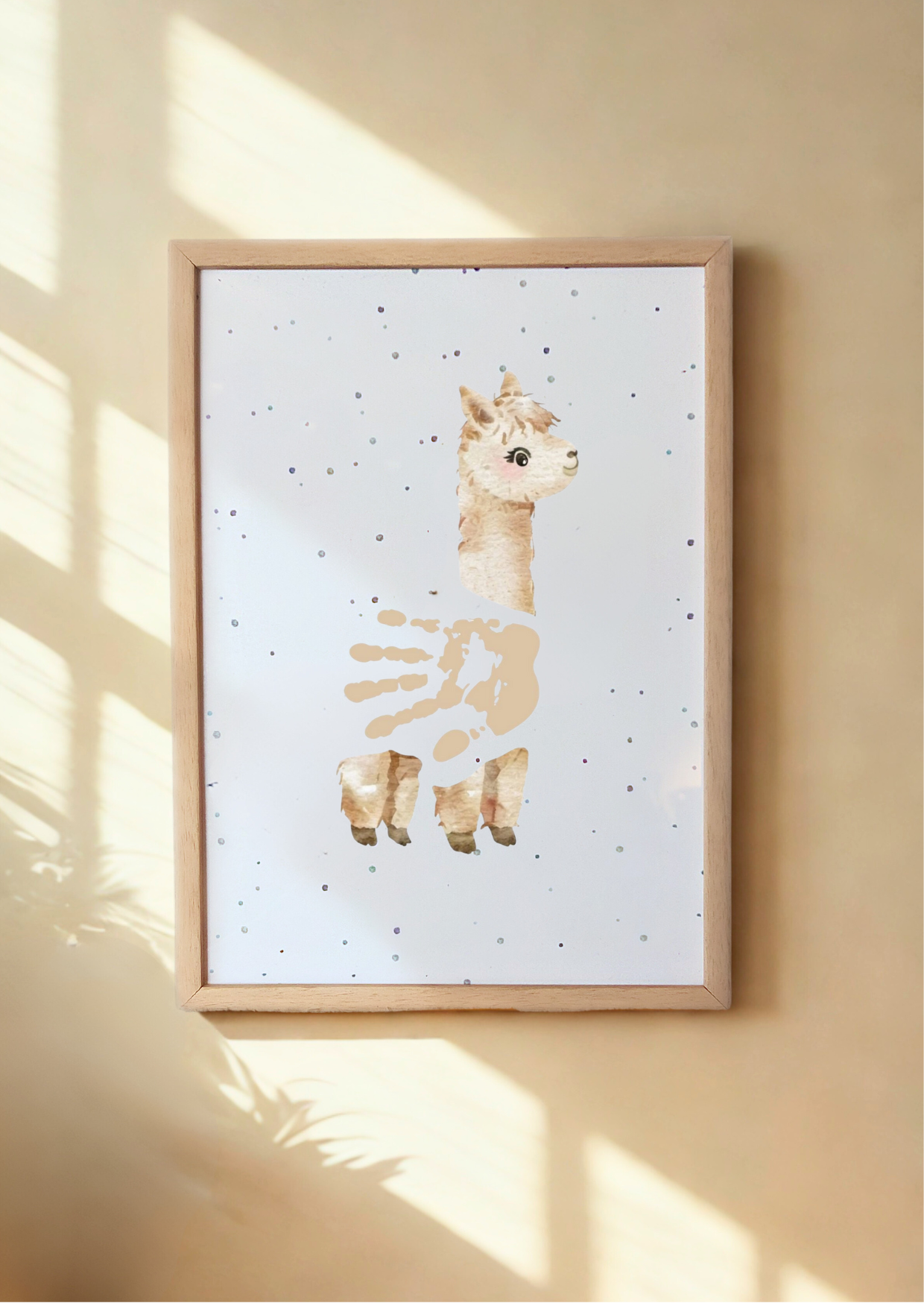 Framed Alpaca Handprint Keepsake with child's handprint as it body