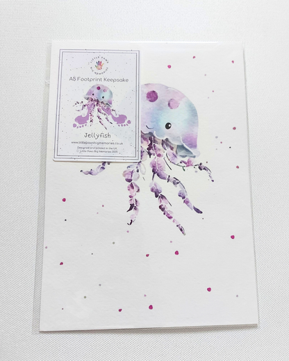 Jellyfish A5 Footprint Keepsake Print. In clear cello wallet.